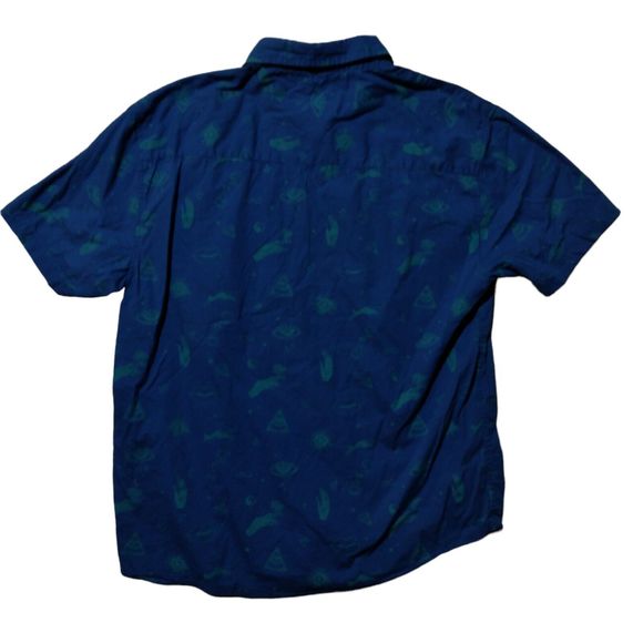 VSTR shirt mens 2XL XXL blue illuminati all over print button short sleeve - Picture 3 of 9